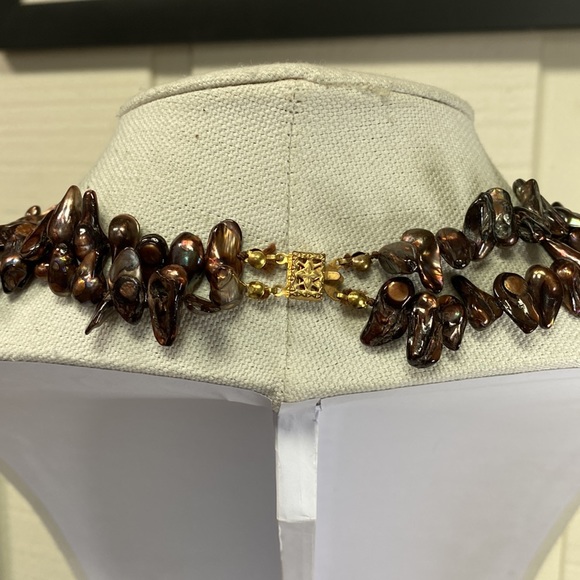 Gorgeous vintage double strand bronze Keshi teeth pearls - Picture 4 of 7